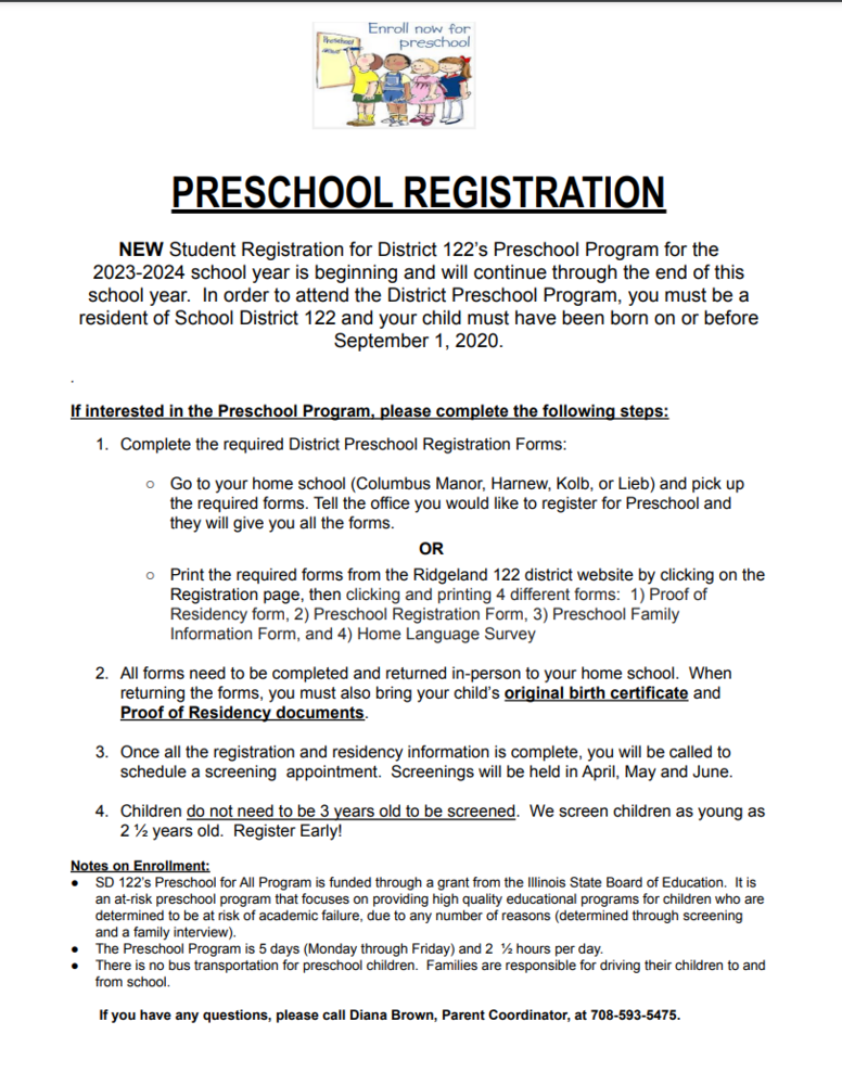 PreK Registration Information